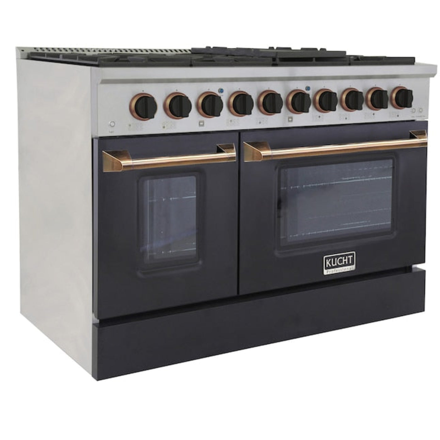 Kucht 48" Pro-Style Natural Gas Dual Fuel Range in Black with Gold Accents -KDF482-K-GOLD