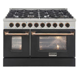 Kucht Professional 48" 6.7 cu. ft. Natural Gas Range in Black with True Simmer Burners - KFX4800X-BK