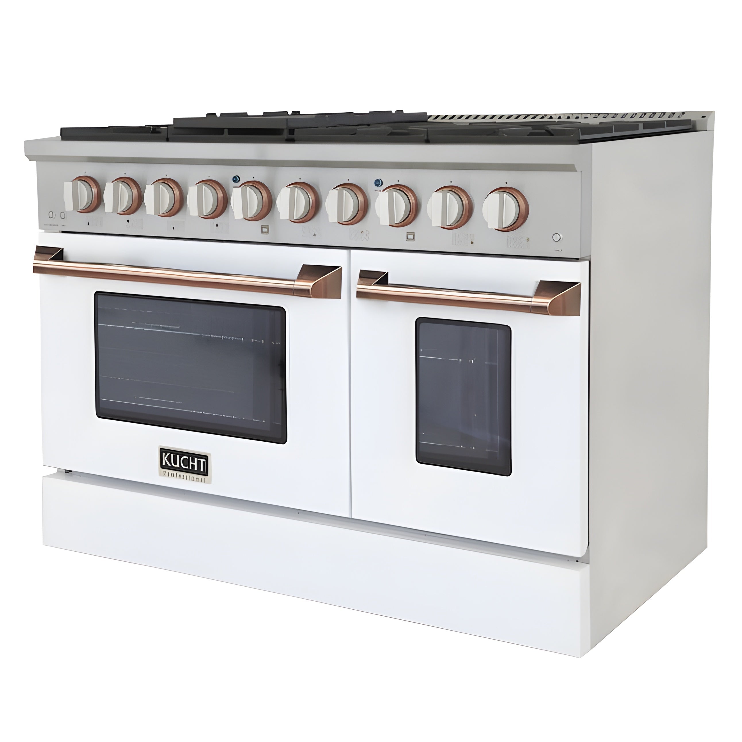 Kucht 48" Pro-Style Natural Gas Dual Fuel Range in White with Rose Gold Accents,  - KDF482-W-ROSE