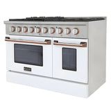 Kucht 48" Pro-Style Natural Gas Dual Fuel Range in White with Rose Gold Accents,  - KDF482-W-ROSE