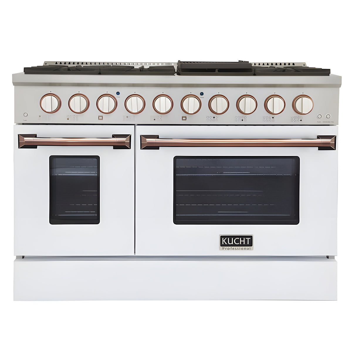 Kucht 48" Pro-Style Natural Gas Dual Fuel Range in White with Rose Gold Accents,  - KDF482-W-ROSE