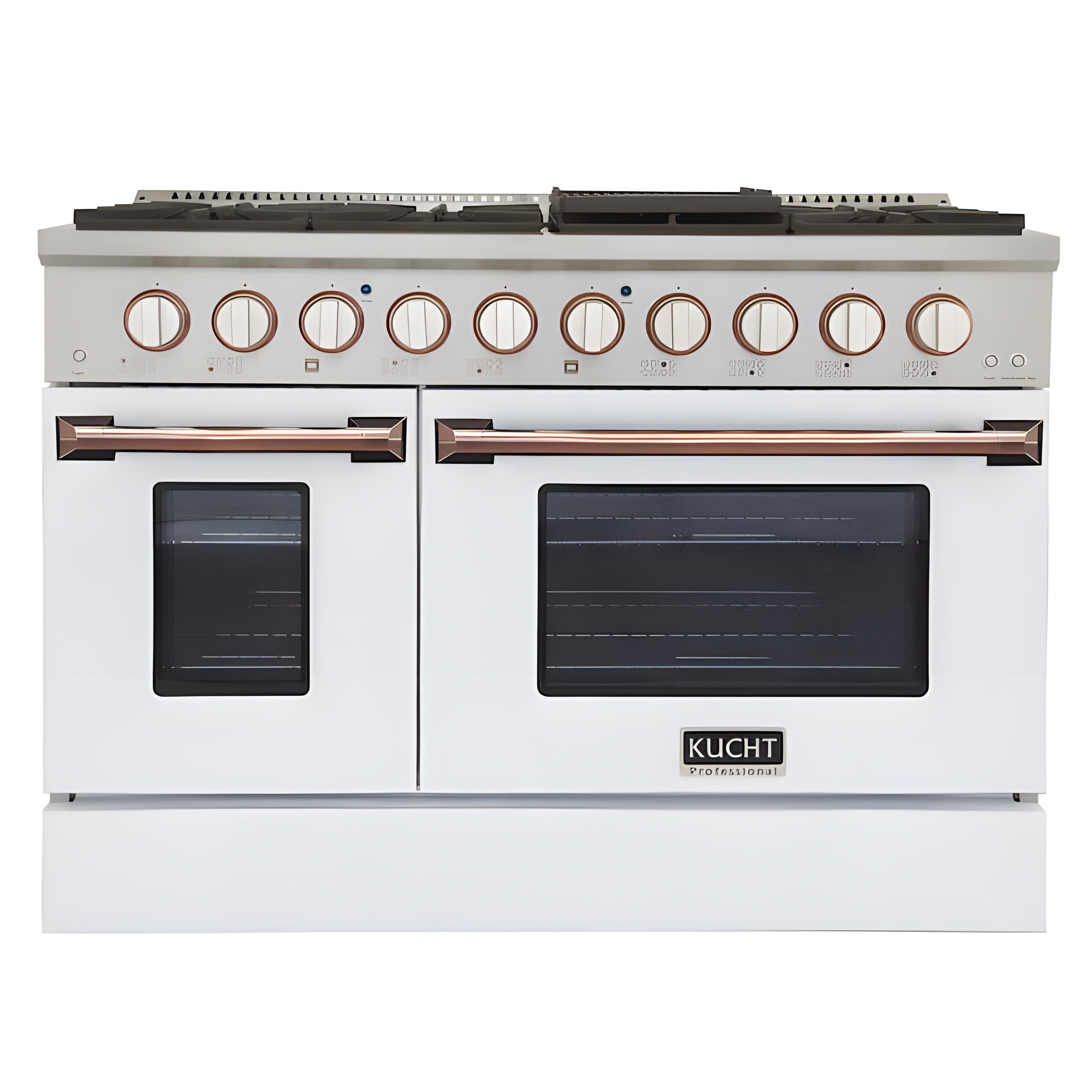 Kucht 48" Pro-Style Natural Gas Dual Fuel Range in White with Rose Gold Accents,  - KDF482-W-ROSE