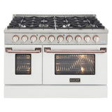 Kucht 48" Pro-Style Natural Gas Dual Fuel Range in White with Rose Gold Accents -  KDF482-W-ROSE