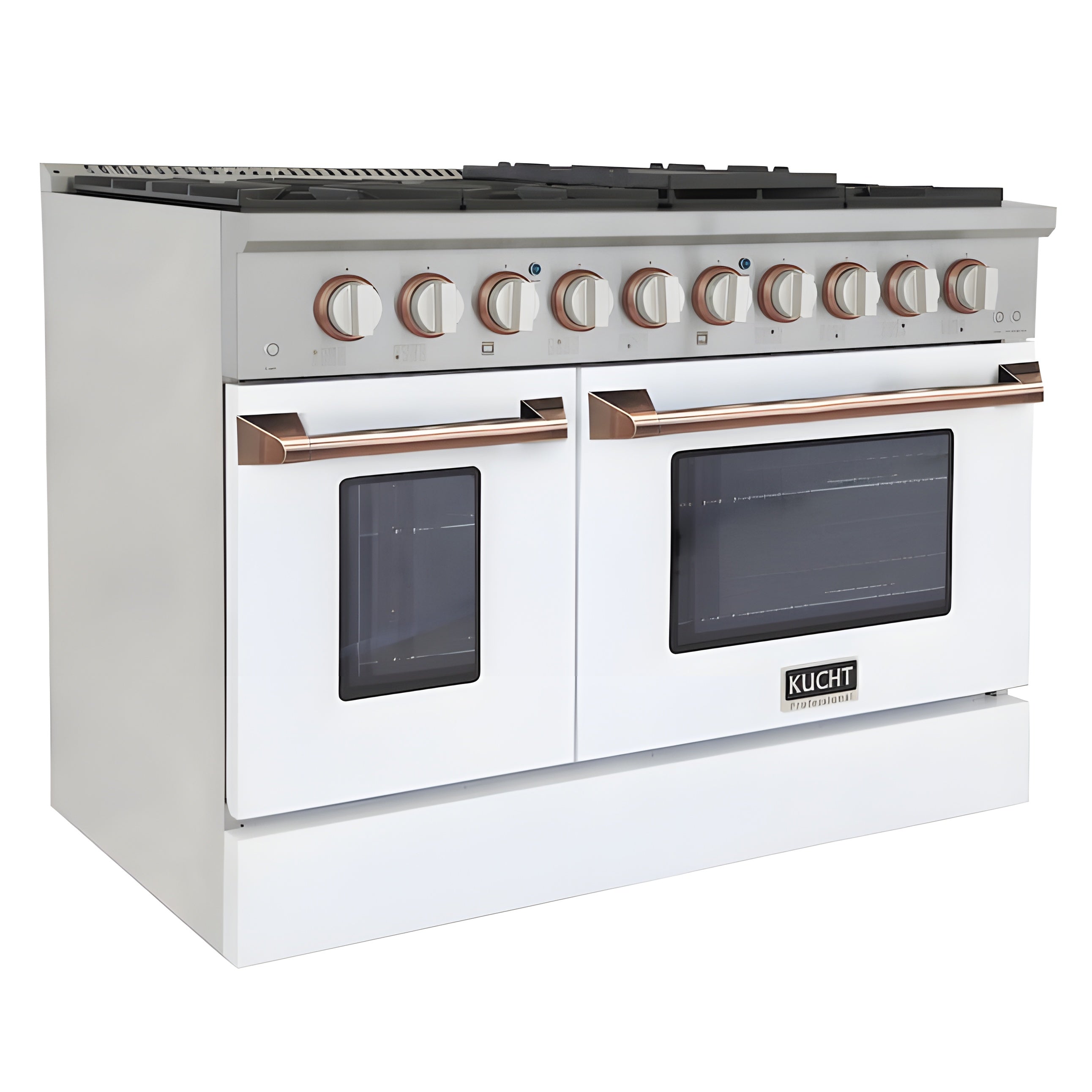 Kucht 48" Pro-Style Natural Gas Dual Fuel Range in White with Rose Gold Accents,  - KDF482-W-ROSE