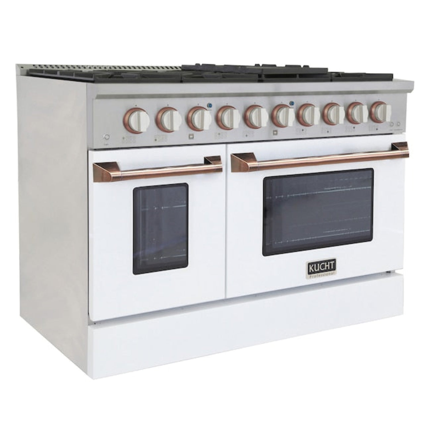 Kucht 48" Pro-Style Natural Gas Dual Fuel Range in White with Rose Gold Accents -  KDF482-W-ROSE
