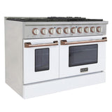 Kucht 48" Pro-Style Natural Gas Dual Fuel Range in White with Rose Gold Accents -  KDF482-W-ROSE