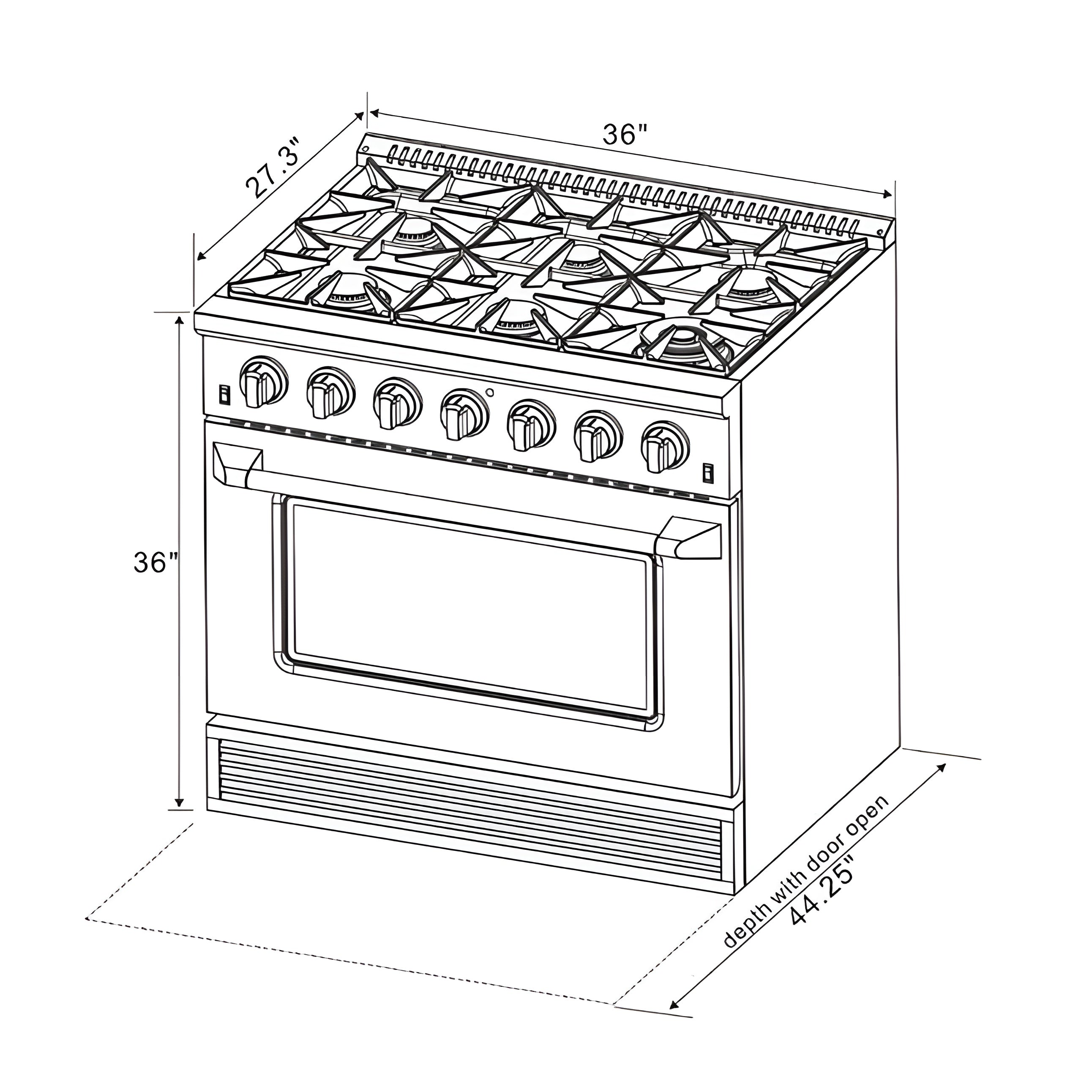 Kucht Signature 36 In. 5.2 cu ft. Natural Gas Range with White Door and Gold Accents - KNG361-W-GOLD