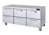 Blue Air BLUR72-D6-HC | 72" Wide 6 Drawer Undercounter Refrigerator - BLUR72-D6-HC