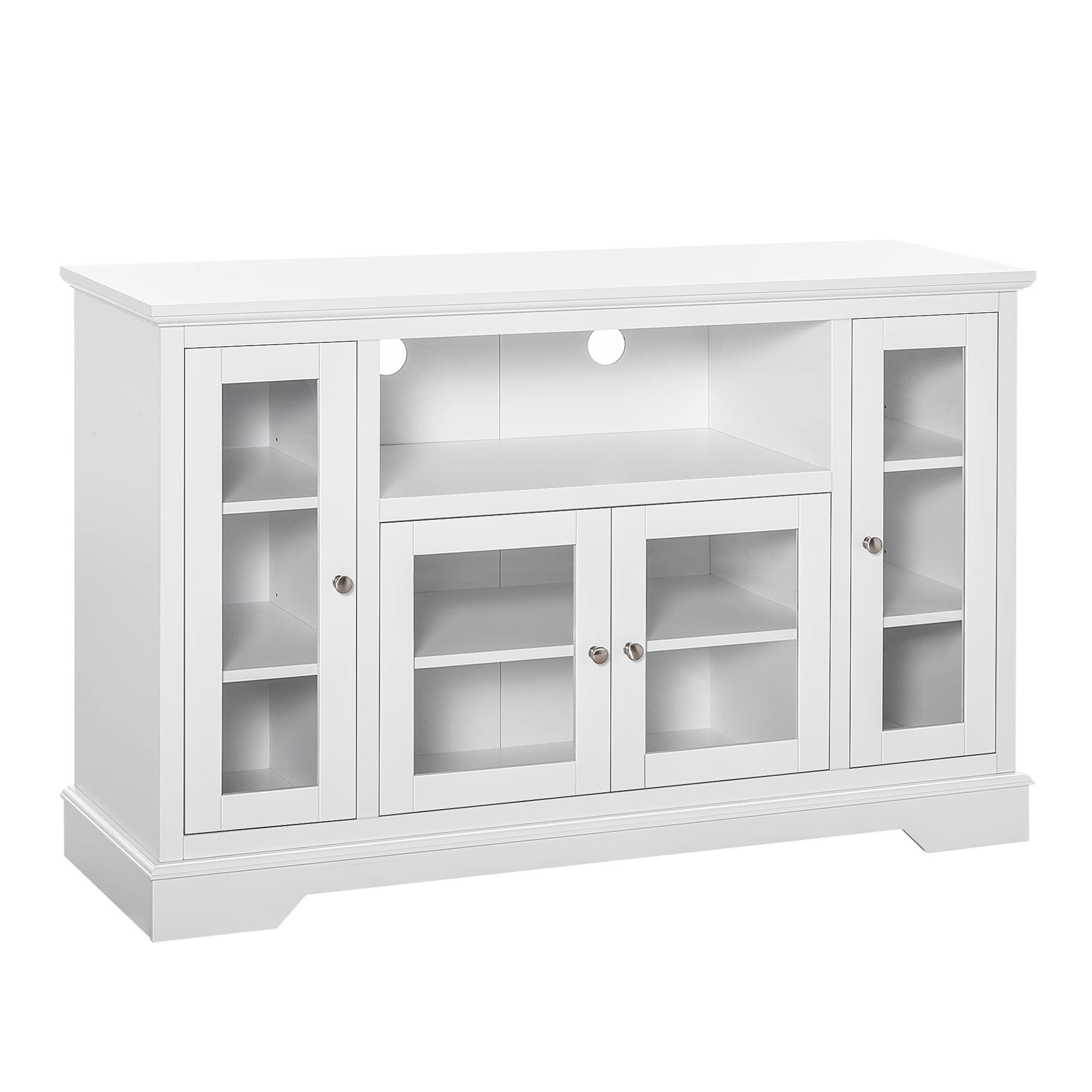 HomCom Sideboard Buffet Cabinet with Storage, Kitchen Cabinet Coffee Bar Cabinet with Glass Doors for Living Room, Kitchen, White - B08YN1ZYTJ