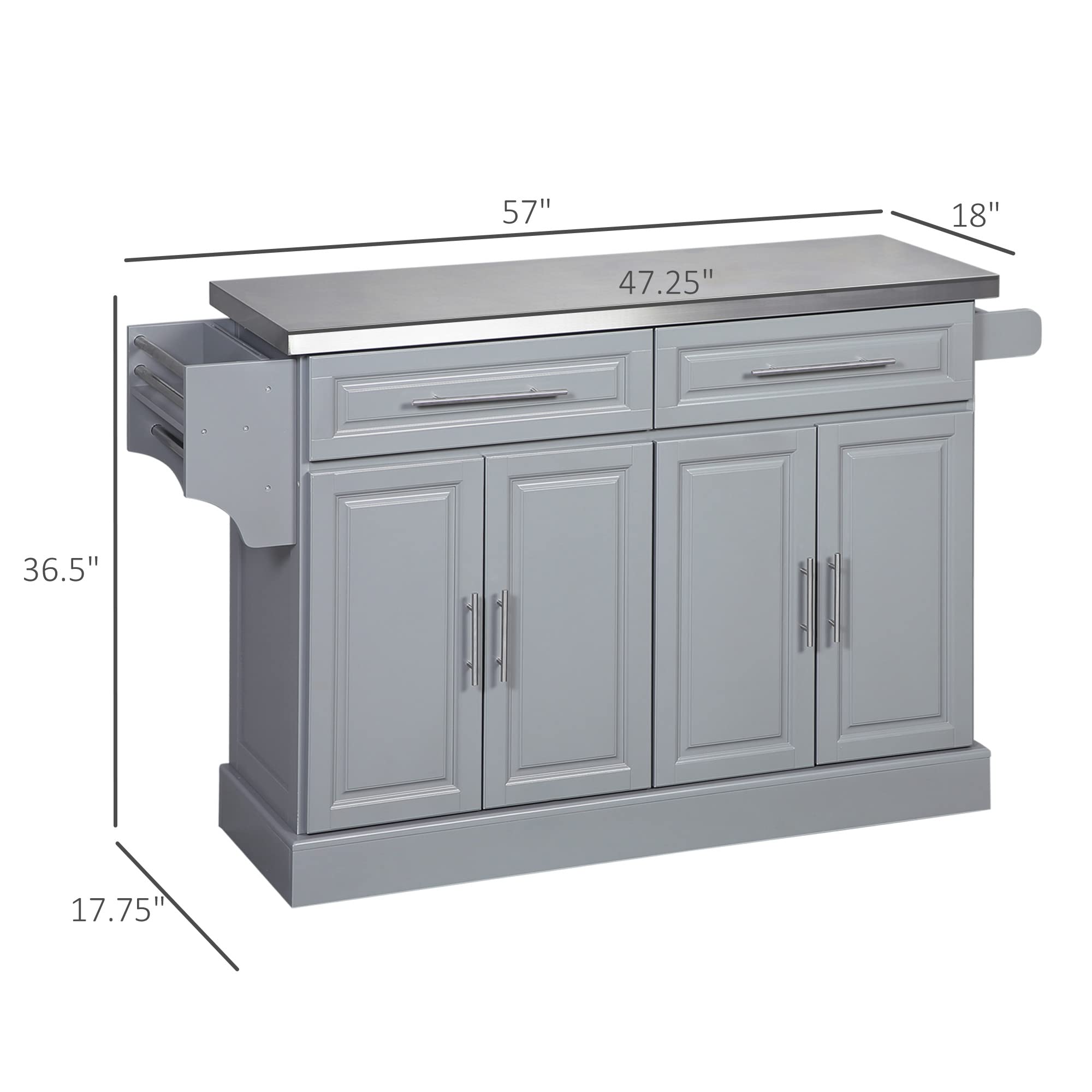 HomCom Rolling Kitchen Island with Storage, Portable Kitchen Cart - B0BL2T9PZV-1