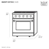 Kucht 30" Pro-Style Natural Gas Dual Fuel Range with 4 Burners in Gray - KDF302-GR