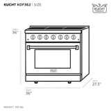 Kucht 36" Pro-Style Propane Gas Dual Fuel Range in Black with Rose Gold Accents - KDF362/LP-K-ROSE