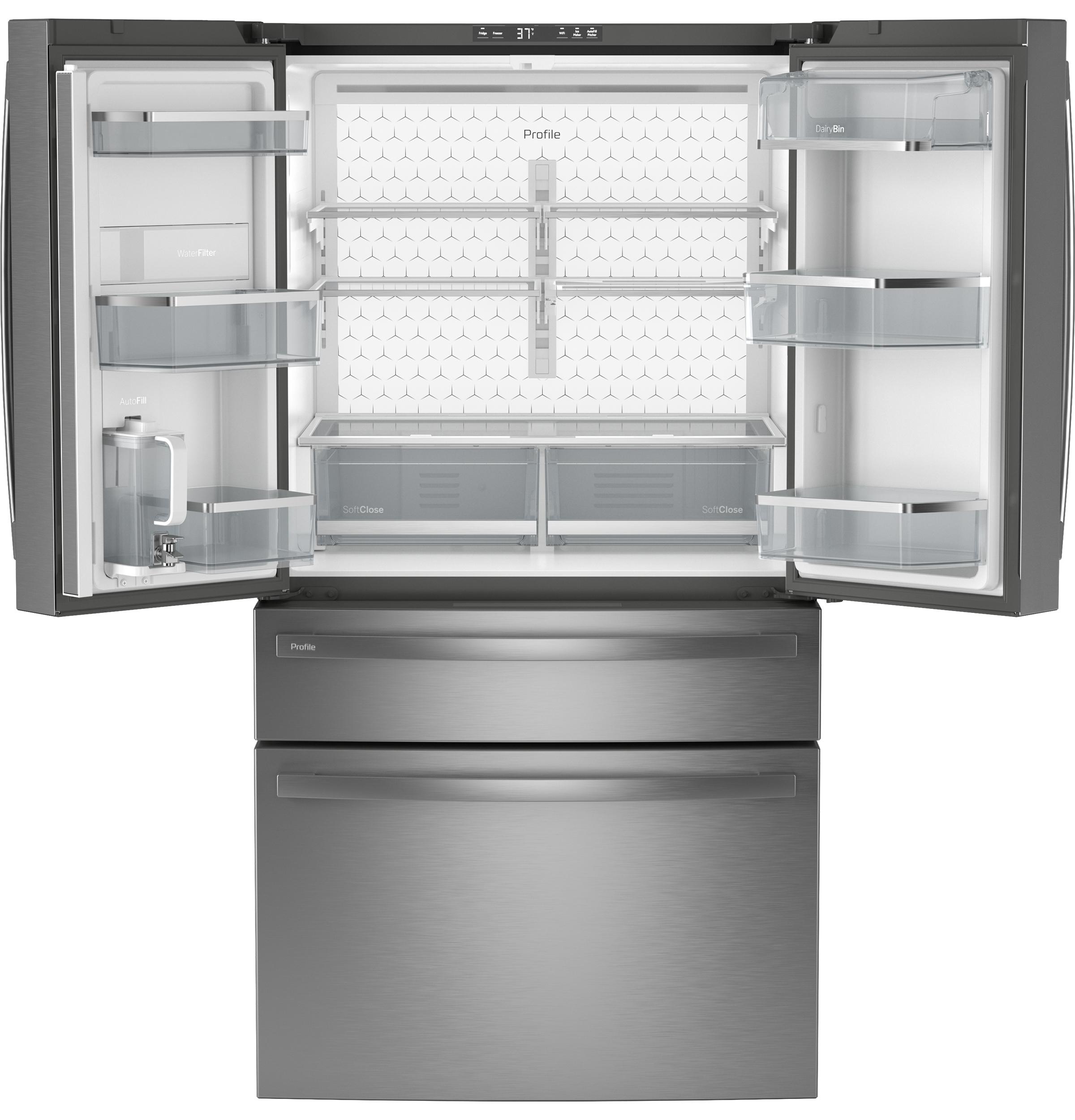 GE Profile 23.2 Cu. Ft. Smart Counter-Depth French-Door Refrigerator, 4-Door, Dual-Dispense AutoFill – PJE23BYWFS-KT