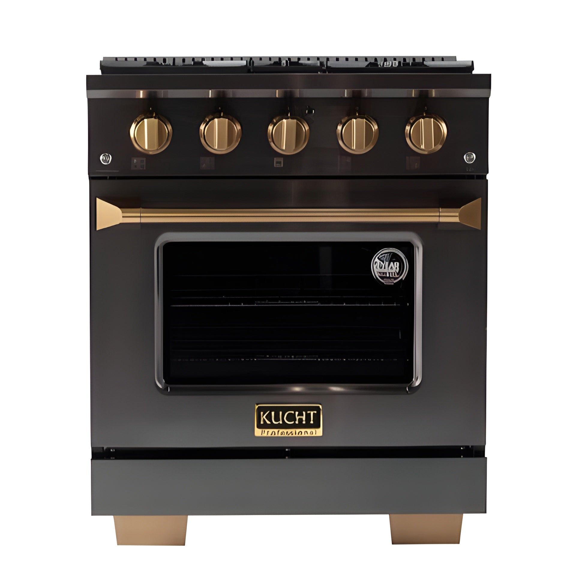 Kucht Gemstone Professional 30" 4.2 cu. ft. Dual Fuel Range in Titanium Stainless Steel with Gold Accents - KED304