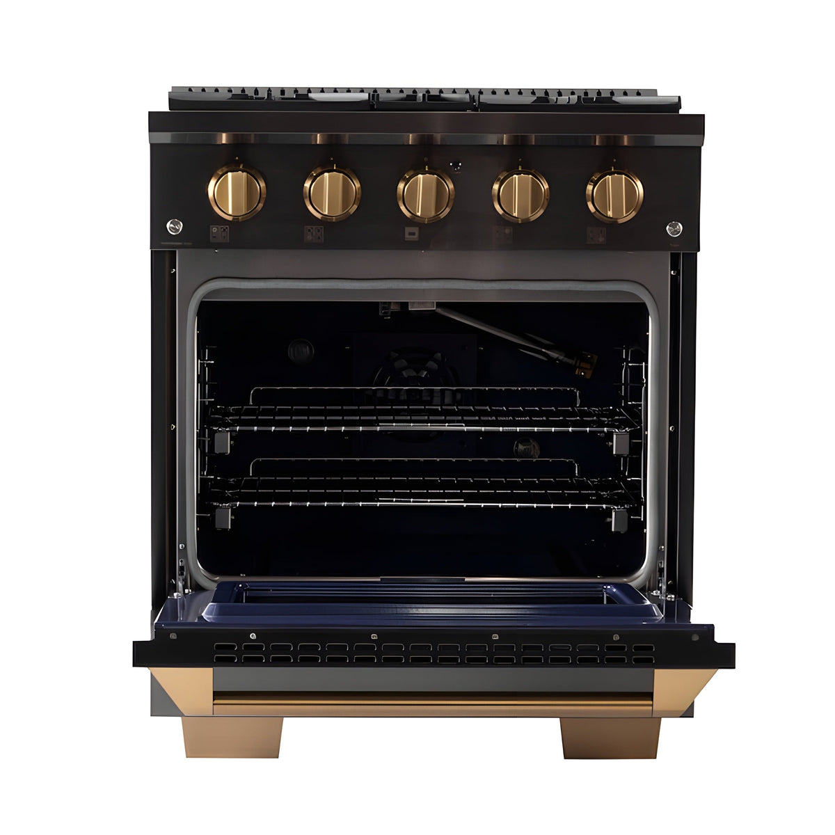 Kucht Gemstone Professional 30" 4.2 cu. ft. Natural Gas Range in Titanium Stainless Steel with Gold Accents - KEG303