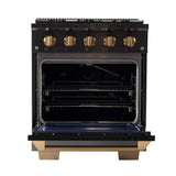 Kucht Gemstone Professional 30" 4.2 cu. ft. Natural Gas Range in Titanium Stainless Steel with Gold Accents - KEG303