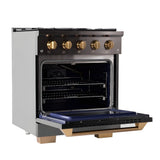 Kucht Gemstone Professional 30" 4.2 cu. ft. Natural Gas Range in Titanium Stainless Steel with Gold Accents - KEG303