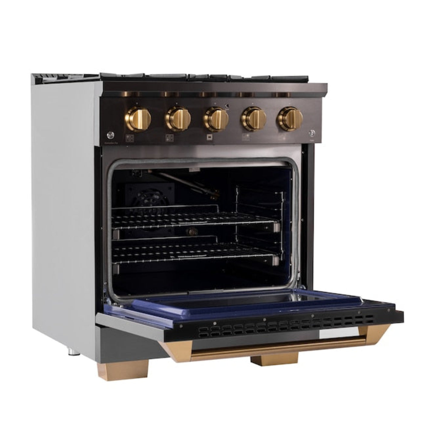 Kucht Gemstone Professional 30" 4.2 cu. ft. Propane Gas Range in Titanium Stainless Steel with Gold Accents -KEG303/LP