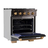 Kucht Gemstone Professional 30" 4.2 cu. ft. Propane Gas Range in Titanium Stainless Steel with Gold Accents -KEG303/LP