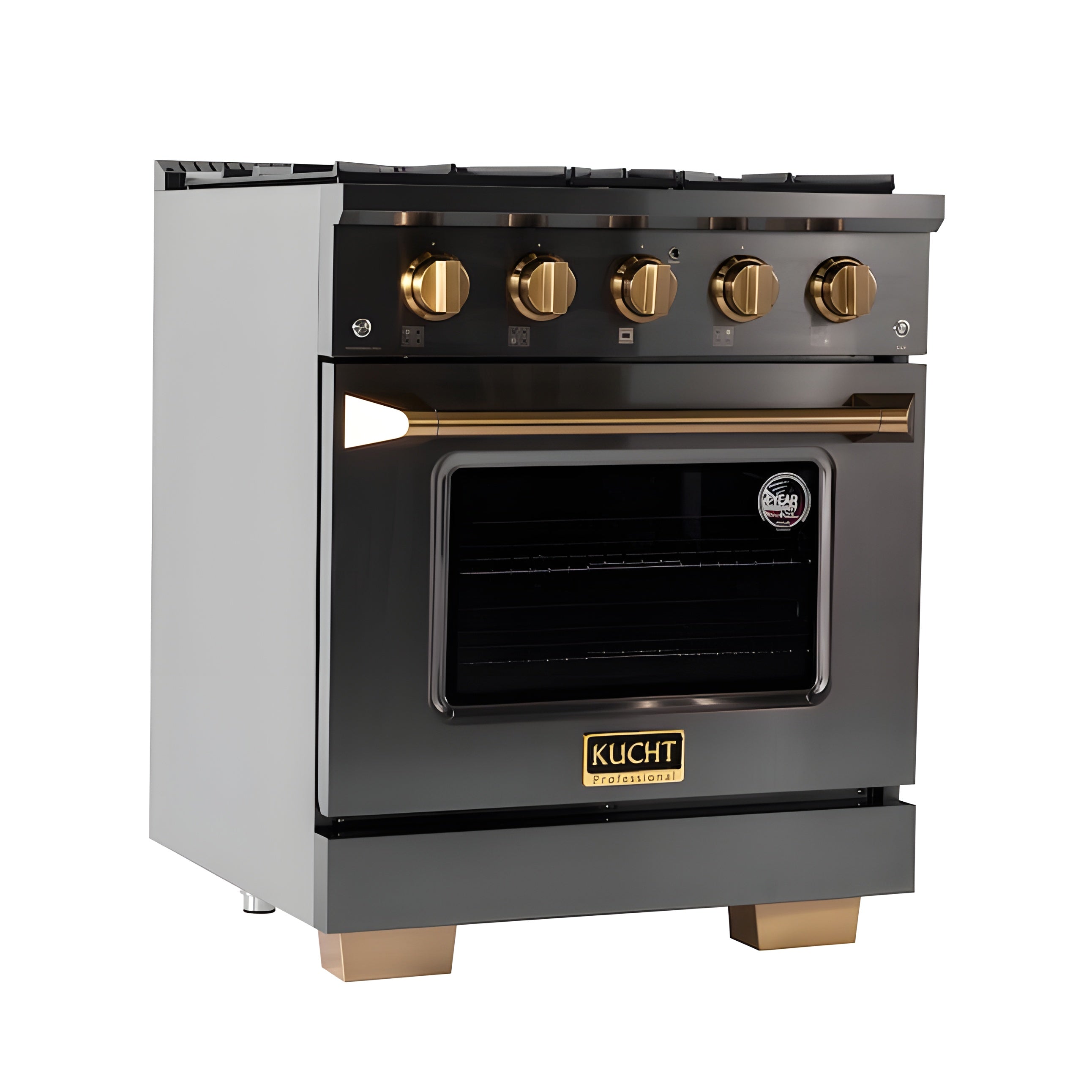 Kucht Gemstone Professional 30" 4.2 cu. ft. Natural Gas Range in Titanium Stainless Steel with Gold Accents - KEG303