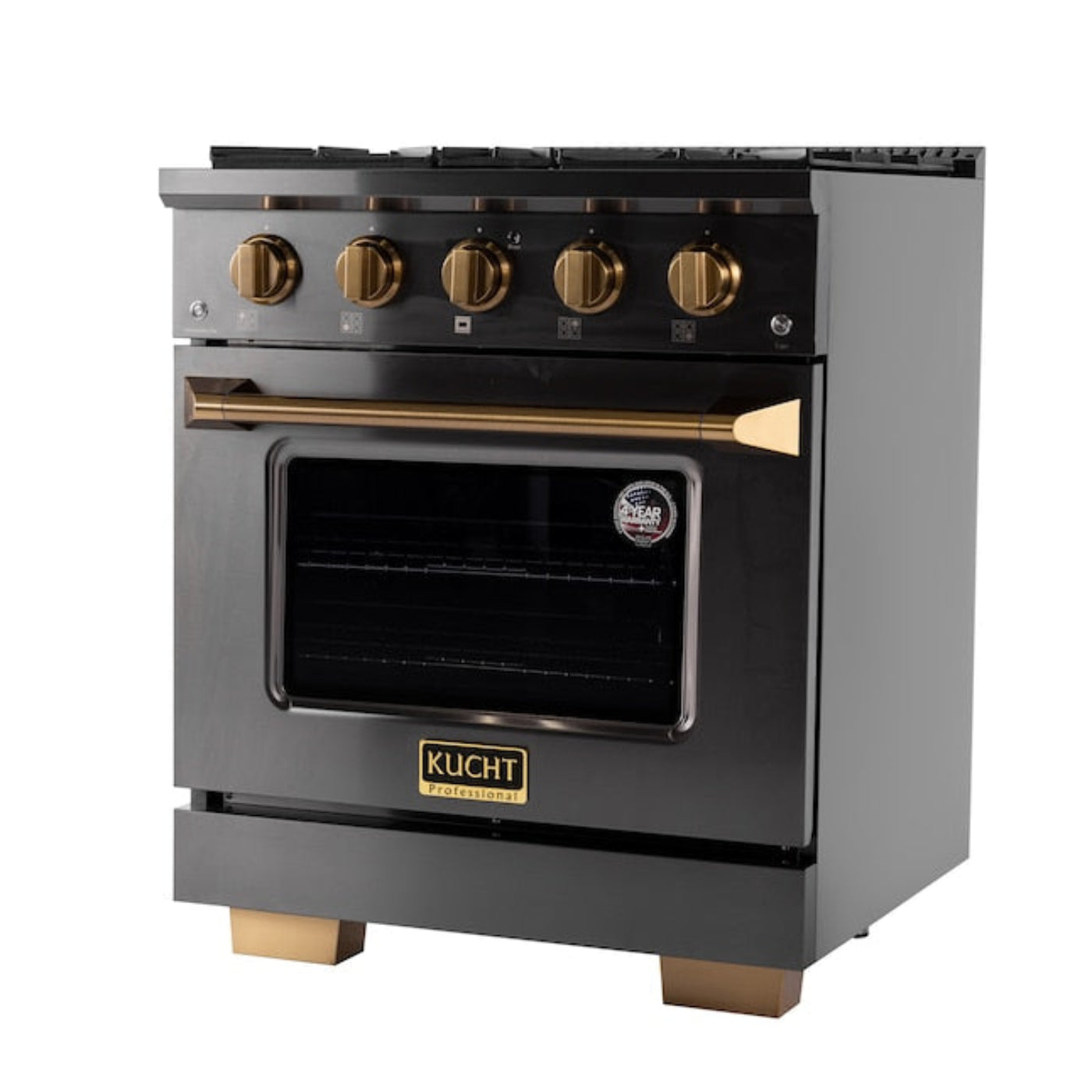 Kucht Gemstone Professional 30" 4.2 cu. ft. Propane Gas Range in Titanium Stainless Steel with Gold Accents -KEG303/LP