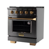 Kucht Gemstone Professional 30" 4.2 cu. ft. Propane Gas Range in Titanium Stainless Steel with Gold Accents -KEG303/LP