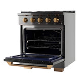 Kucht Gemstone Professional 30" 4.2 cu. ft. Natural Gas Range in Titanium Stainless Steel with Gold Accents - KEG303