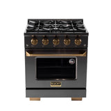 Kucht Gemstone Professional 30" 4.2 cu. ft. Propane Gas Range in Titanium Stainless Steel with Gold Accents -KEG303/LP