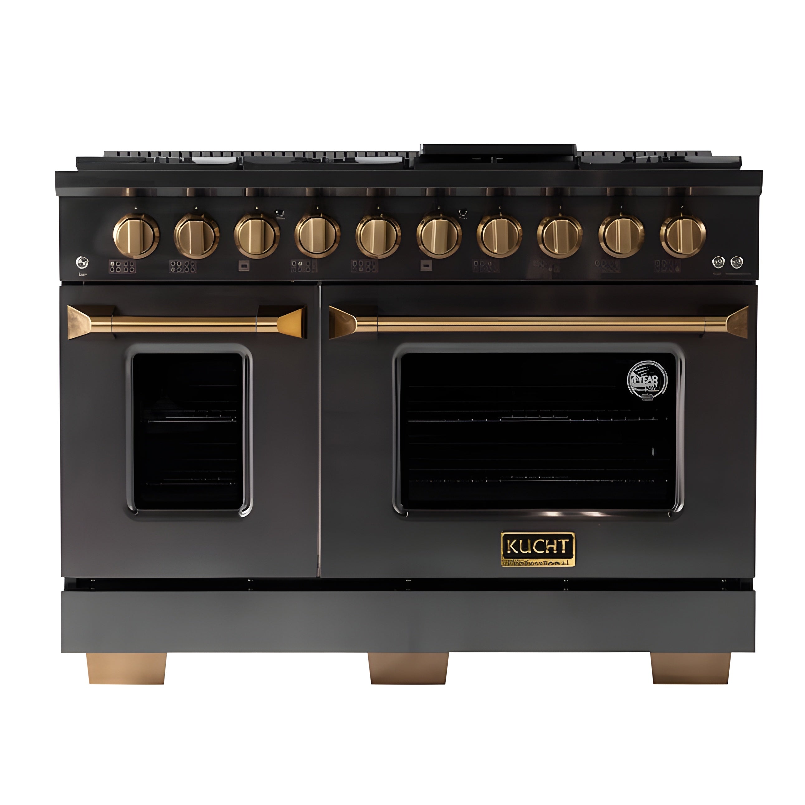 Kucht Gemstone Professional 48" 6.7 cu. ft. Natural Gas Range in Titanium Stainless Steel with Gold Accents - KEG483