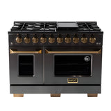 Kucht Gemstone Professional 48" 6.7 cu. ft. Natural Gas Range in Titanium Stainless Steel with Gold Accents - KEG483