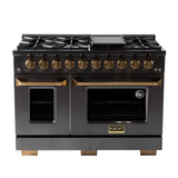 Kucht Gemstone Professional 48" 6.7 cu. ft. Propane Gas Range in Titanium Stainless Steel with Gold Accents - KEG483/LP