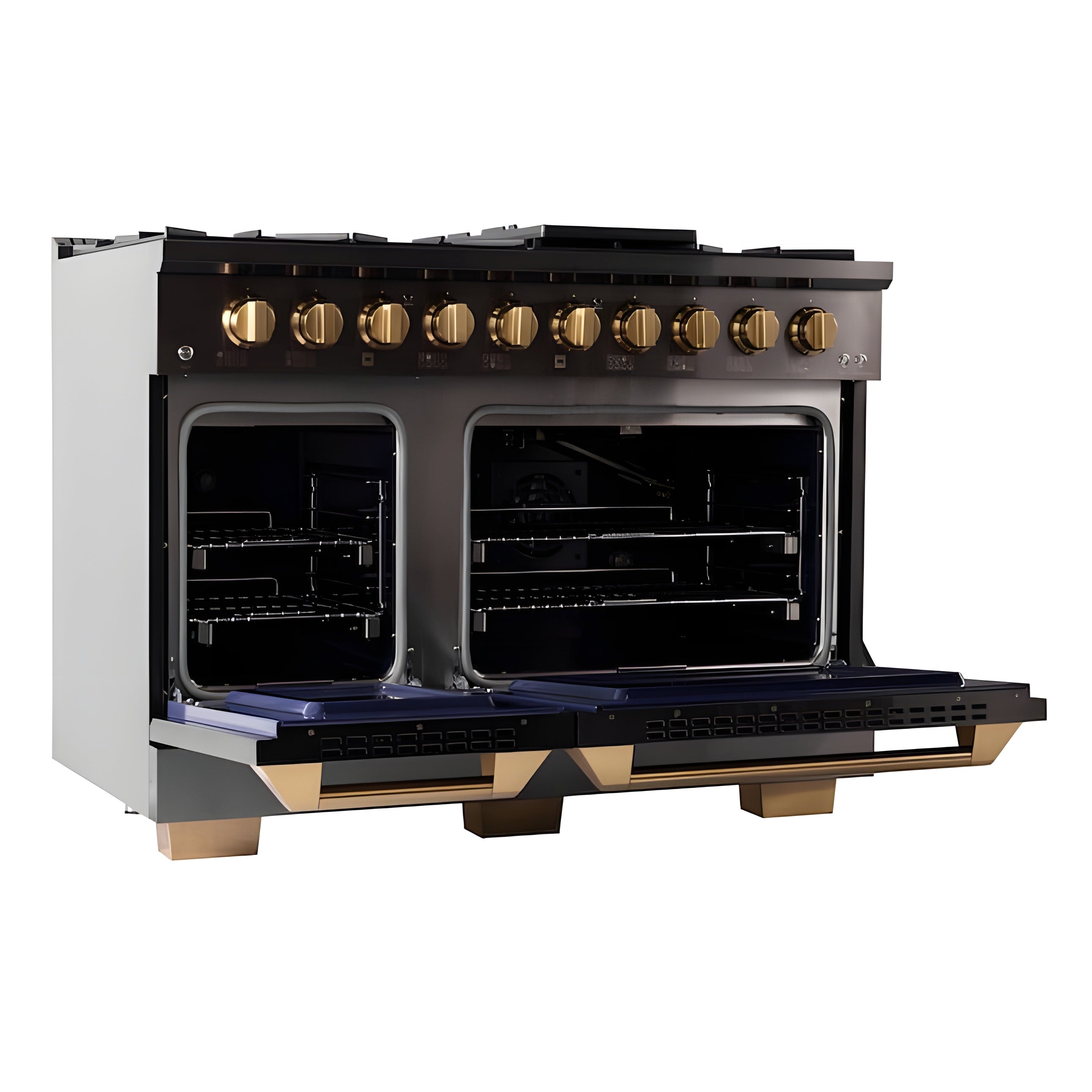 Kucht Gemstone Professional 48" 6.7 cu. ft. Natural Gas Range in Titanium Stainless Steel with Gold Accents - KEG483