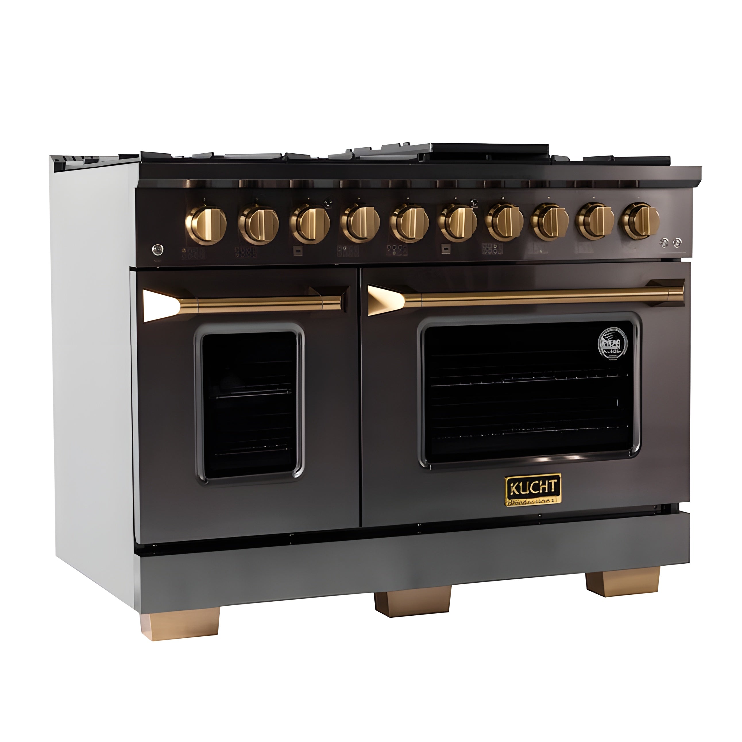 Kucht Gemstone Professional 48" 6.7 cu. ft. Natural Gas Range in Titanium Stainless Steel with Gold Accents - KEG483