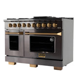 Kucht Gemstone Professional 48" 6.7 cu. ft. Natural Gas Range in Titanium Stainless Steel with Gold Accents - KEG483