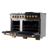 Kucht Gemstone Professional 48" 6.7 cu. ft. Propane Gas Range in Titanium Stainless Steel with Gold Accents - KEG483/LP