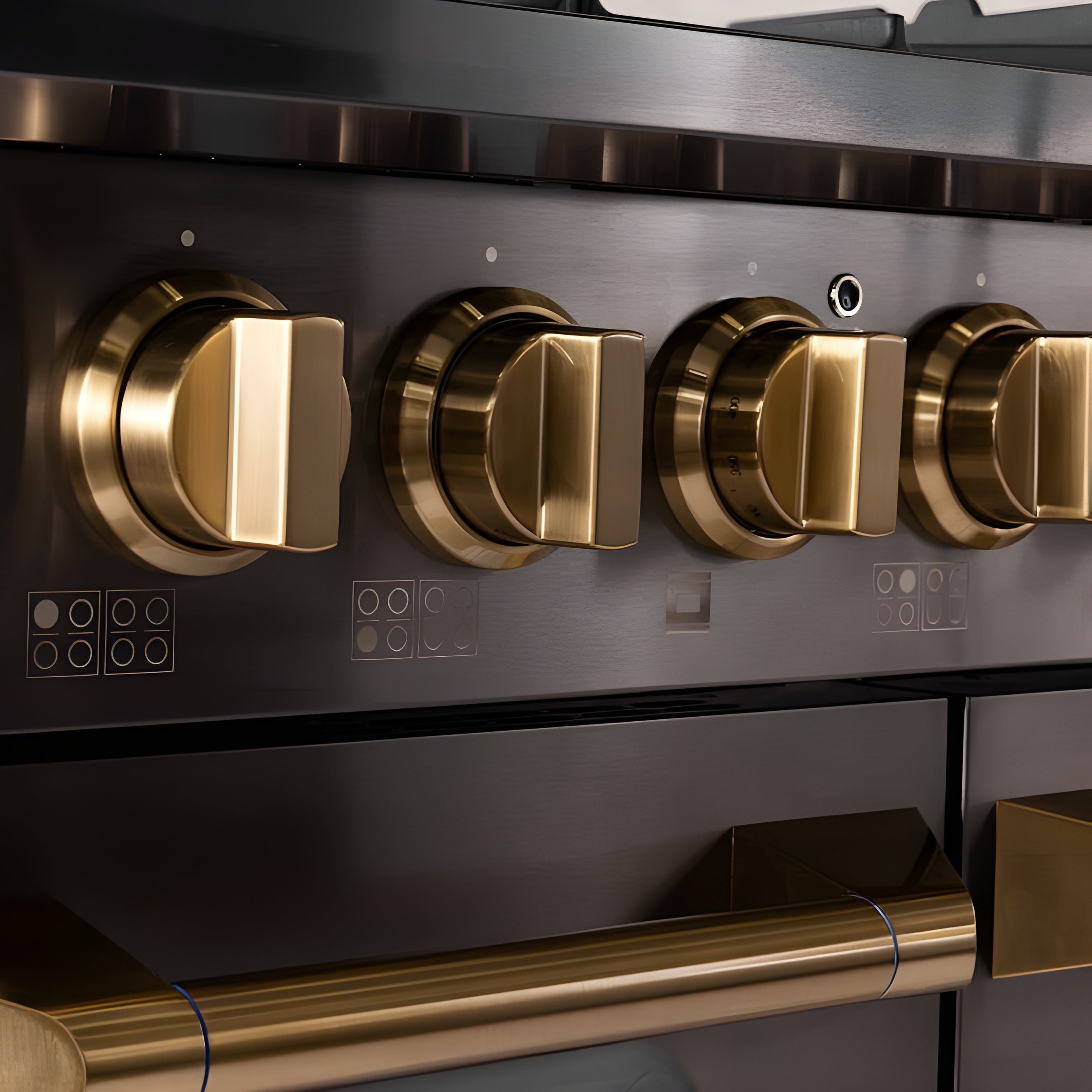 Kucht Gemstone Professional 48" 6.7 cu. ft. Natural Gas Range in Titanium Stainless Steel with Gold Accents - KEG483