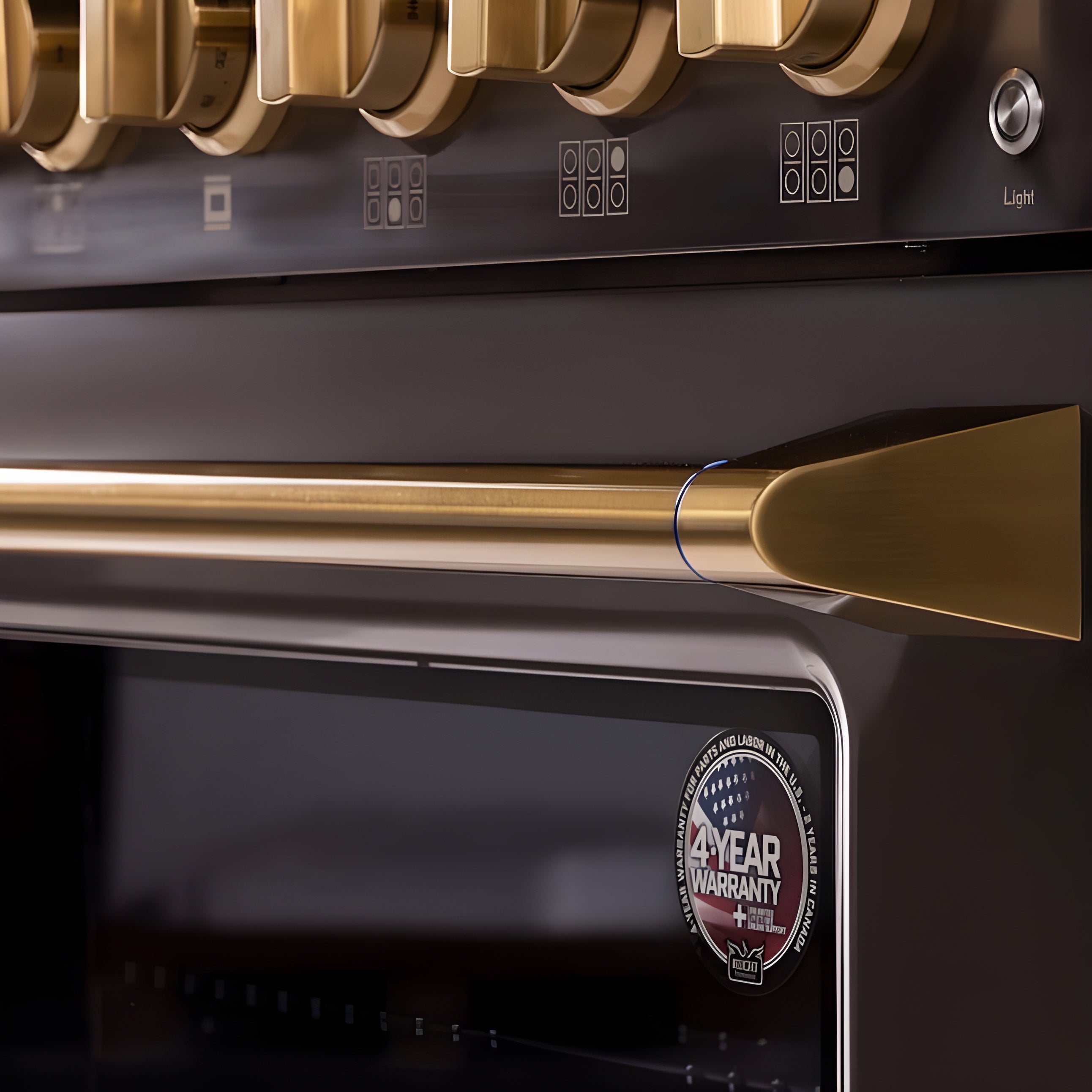 Kucht Gemstone Professional 30" 4.2 cu. ft. Dual Fuel Range in Titanium Stainless Steel with Gold Accents - KED304