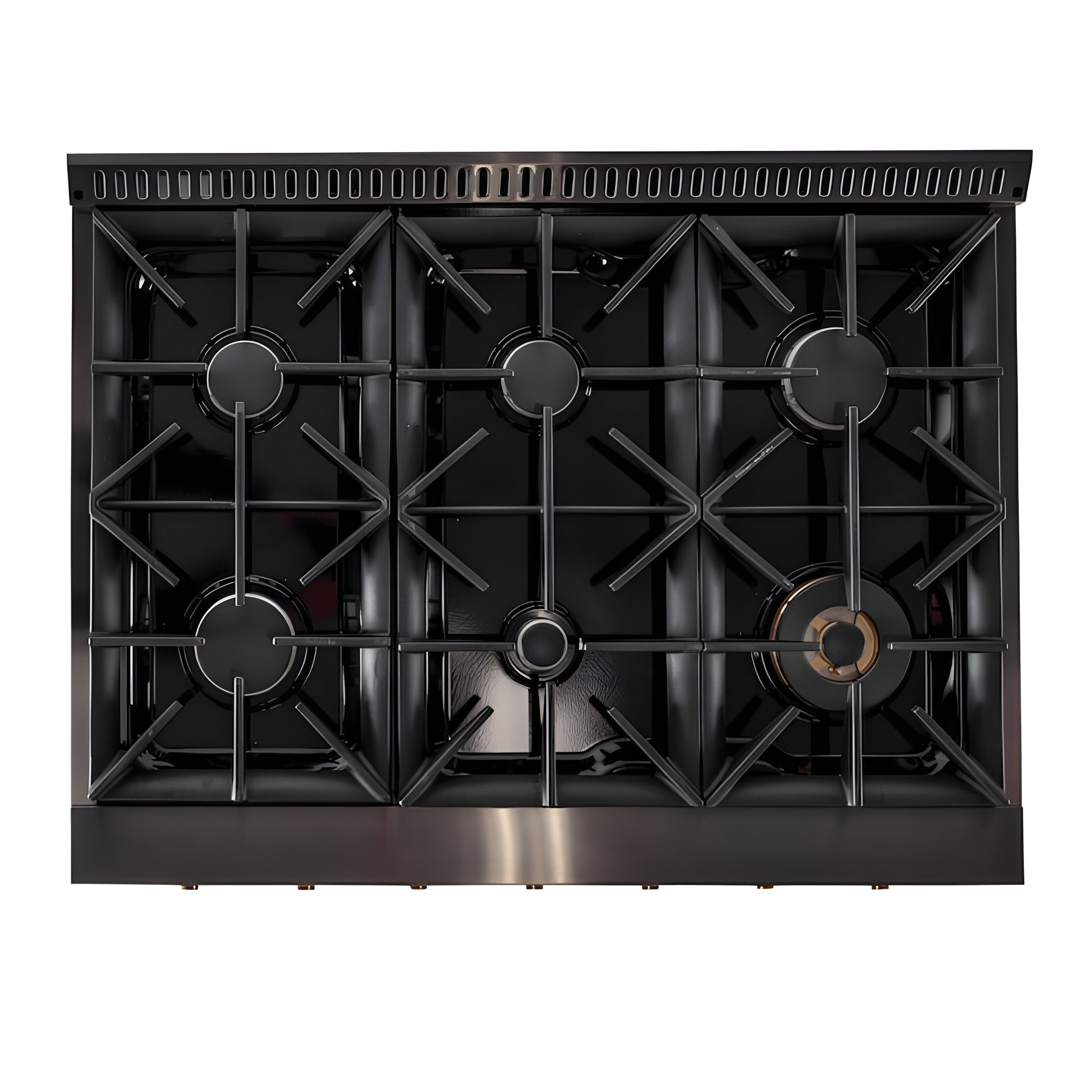 Kucht Gemstone Professional 36" 5.2 cu. ft. Dual Fuel Range in Titanium Stainless Steel with Gold Accents - KED364