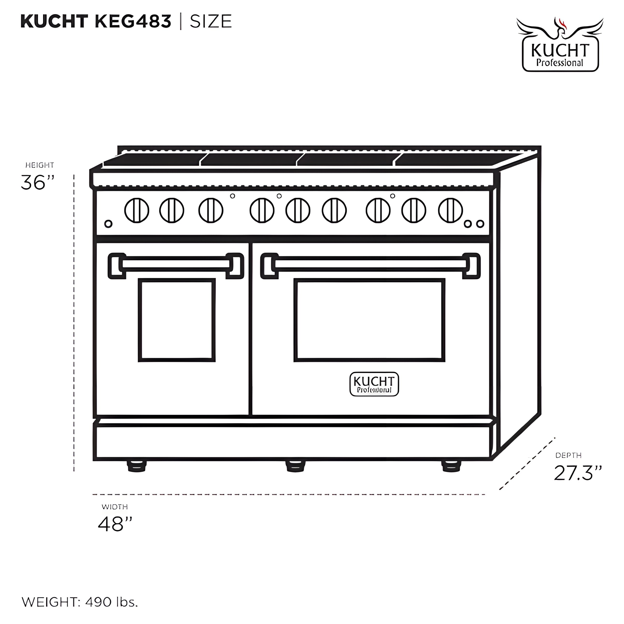 Kucht Gemstone Professional 48" 6.7 cu. ft. Natural Gas Range in Titanium Stainless Steel with Gold Accents - KEG483