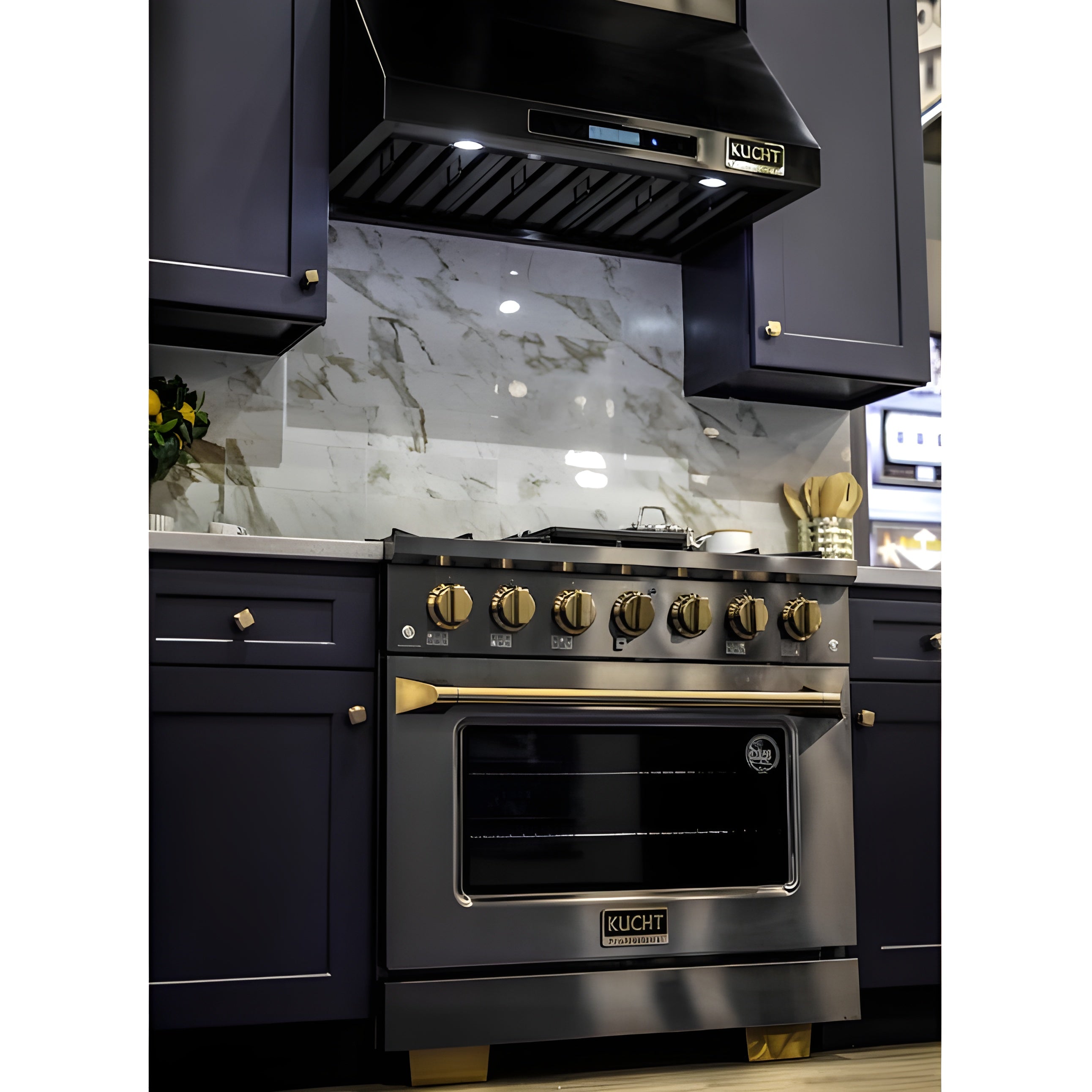 Kucht Gemstone Professional 30" 4.2 cu. ft. Natural Gas Range in Titanium Stainless Steel with Gold Accents - KEG303