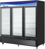 Blue Air BKGM72B-HC | 82" Wide 3 Swing Door Black Merchandiser Refrigerator - BKGM72B-HC