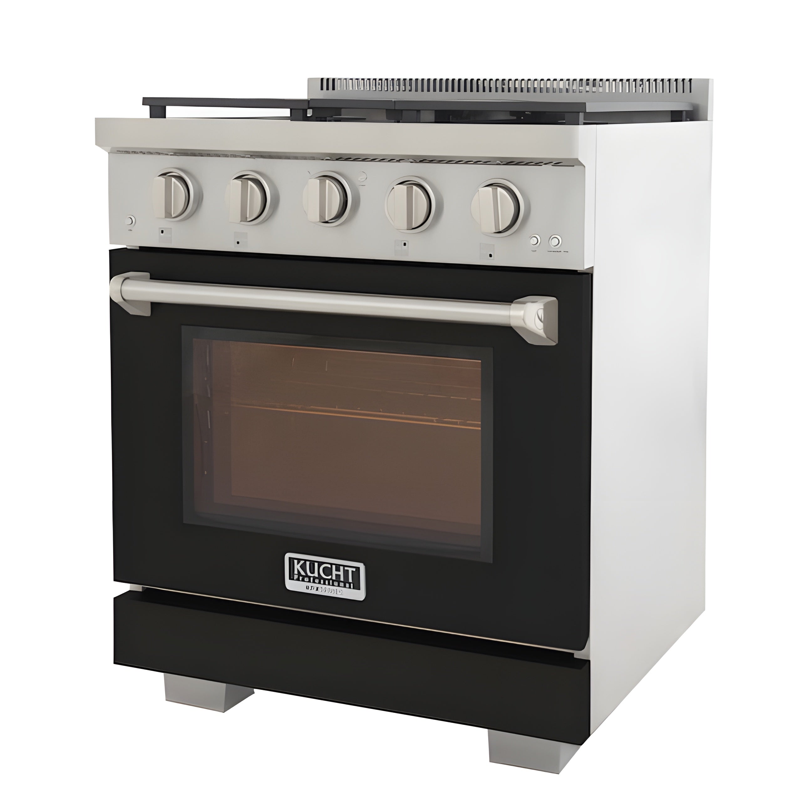 Kucht Professional 30" 4.2 cu. ft. Propane Gas Range in Black with Silver Accents - KFX300/LP-BK