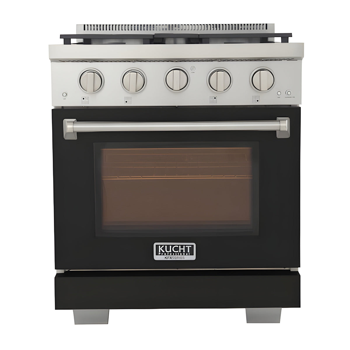 Kucht Professional 30" 4.2 cu. ft. Propane Gas Range in Black with Silver Accents - KFX300/LP-BK