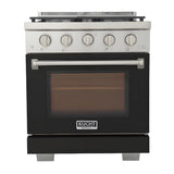 Kucht Professional 30" 4.2 cu. ft. Propane Gas Range in Black with Silver Accents - KFX300/LP-BK