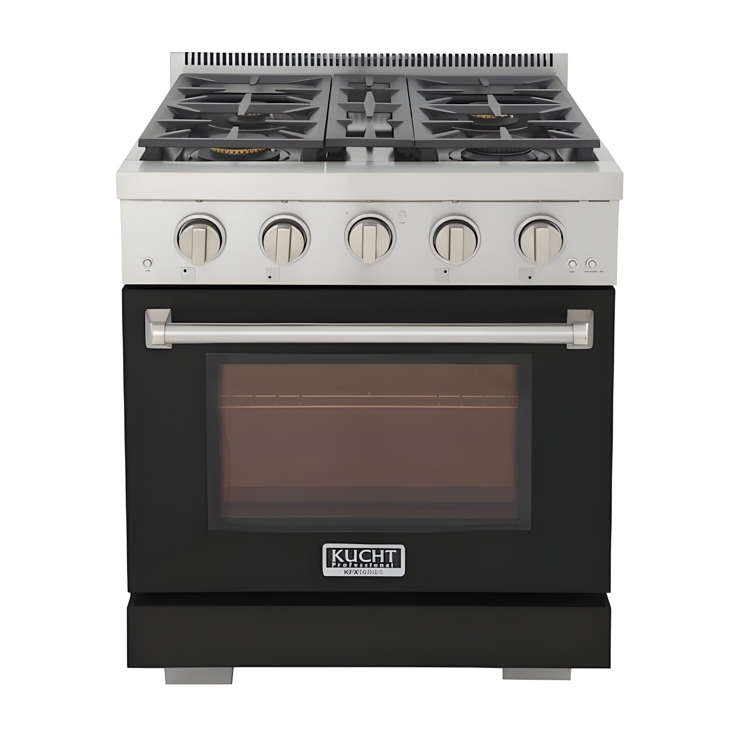 Kucht Professional 30" 4.2 cu. ft. Propane Gas Range in Black with Silver Accents - KFX300/LP-BK