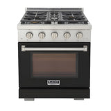 Kucht Professional 30" 4.2 cu. ft. Propane Gas Range in Black with Silver Accents - KFX300/LP-BK
