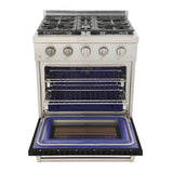 Kucht Professional 30" 4.2 cu. ft. Natural Gas Range in Black with Silver Accents - KFX300-BK