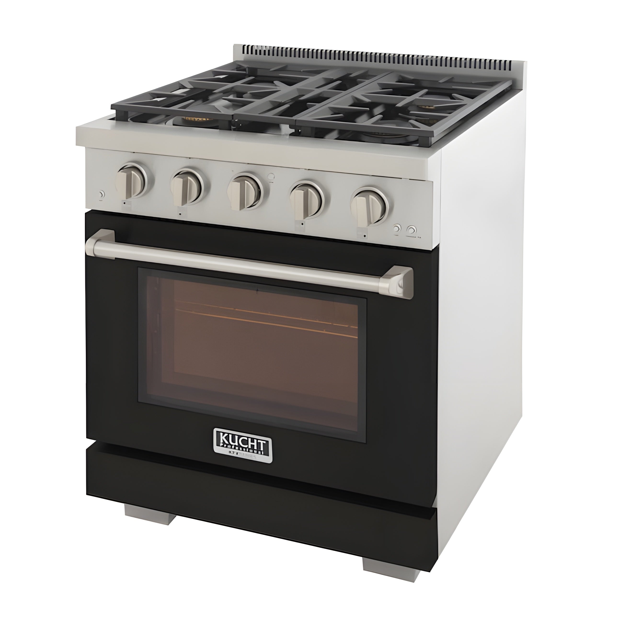 Kucht Professional 30" 4.2 cu. ft. Propane Gas Range in Black with Silver Accents - KFX300/LP-BK