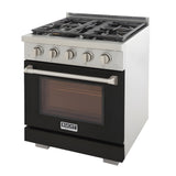 Kucht Professional 30" 4.2 cu. ft. Propane Gas Range in Black with Silver Accents - KFX300/LP-BK