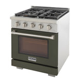 Kucht Professional 30" 4.2 cu. ft. Natural Gas Range in Olive Green with True Simmer Burners - KFX3000X-G